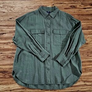 Olive Green Button-Up Shirt